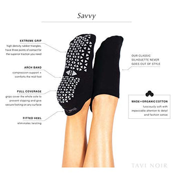 TAVI NOIR Women?s Savvy Non-Slip Socks - Grip Barre, Dance, Pilates, Yoga Socks, Hidden, XLarge