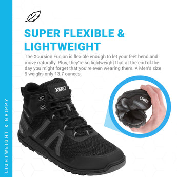 Xero Shoes Xcursion Fusion Men's Hiking Boots ? As seen on Shark Tank, Zero Drop, Lightweight, Wide Toe Box, Waterproof Hiking Boots for Men ? Black Titanium, Size 12.5