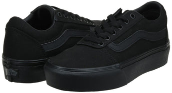 Vans Women's Ward Platform Sneaker, Canvas Black Black, 7.5