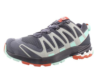 Salomon XA PRO 3D v8 Trail Running Shoes for Women, Ebony/Yucca/Mecca Orange, 7