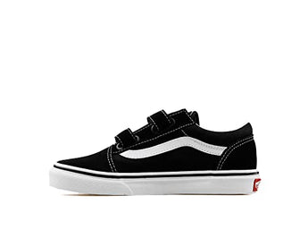 Vans Kids Old Skool V Skate Shoe Black/True White, 2 Little Kid