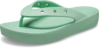 Crocs Women's Classic Flip Flops, Platform Sandals, Jade Stone, Numeric_5