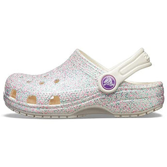 Crocs Kids' Classic Glitter Clog (Little Kid/Big Kid) , Oyster Glitter, 1 Little Kid