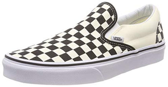 Vans Unisex Adults' Classic Slip On, Black And White Checker/White, 6.5 Men US / 8 Women US