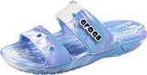 Crocs Unisex-Adult Classic Tie Dye Two-Strap Sandals, White/Oxygen, 5 Men/7 Women