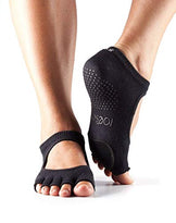 toesox Women's Plie Half Toe Grip for Yoga, Pilates, Barre, Dance, Toe Socks with Leather PAD, X-Small, Black