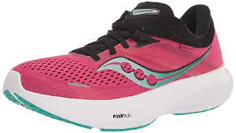 Saucony Women's Ride 16 Sneaker, Rose/Black, 7.5