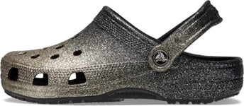 Crocs Unisex-Adult Classic Sparkly Clog, Metallic and Glitter Shoes, Black/Gold, 10 Women/8 Men