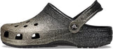 Crocs Unisex-Adult Classic Sparkly Clog, Metallic and Glitter Shoes, Black/Gold, 10 Women/8 Men