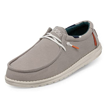 Hey Dude Men's Wally Washed Smoke Grey Size 9 | Men’s Shoes | Men's Lace Up Loafers | Comfortable & Light-Weight