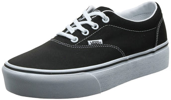 Vans Women's Doheny Platform Sneaker, Black Canvas Black White 187, 9